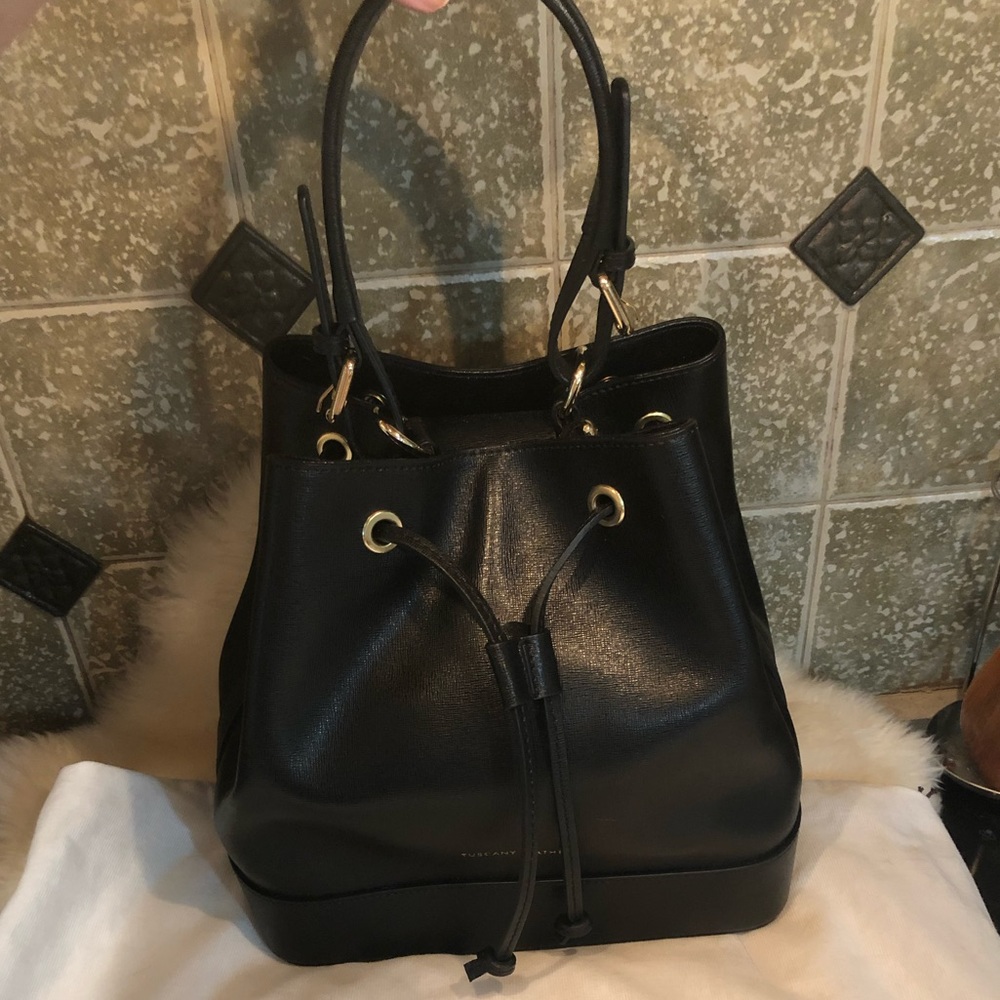 Tuscany Leather 🖤 Black Bucket Bag Florence Italy